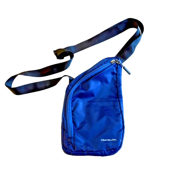 TRAVELON Travel Security Money Bag Blue Small Crossbody - Picture 2 of 6